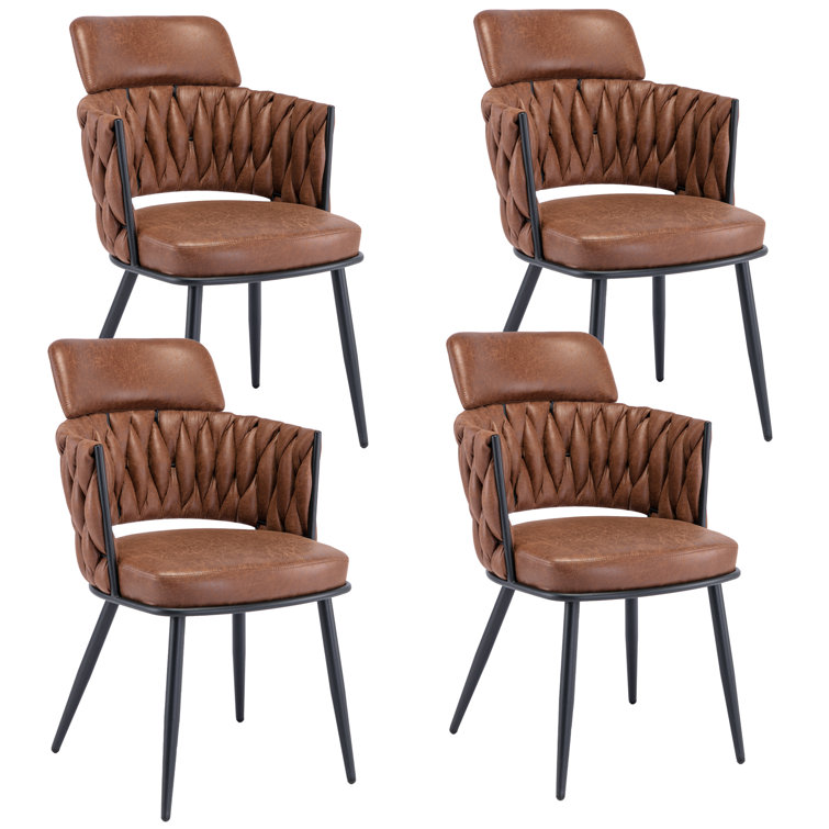 Modern Mid Century Upholstered Dining Room Chairs with Metal Legs